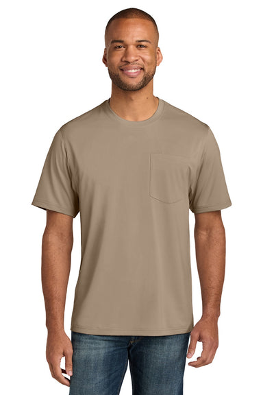 CornerStone CS440P/TLCS440P Mens Workwear Pro Short Sleeve Crewneck T-Shirt w/ Pocket Silver Tan Model Front