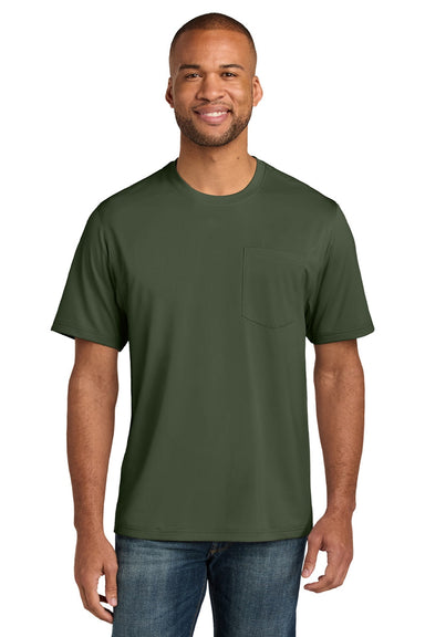CornerStone CS440P/TLCS440P Mens Workwear Pro Short Sleeve Crewneck T-Shirt w/ Pocket Tactical Green Model Front