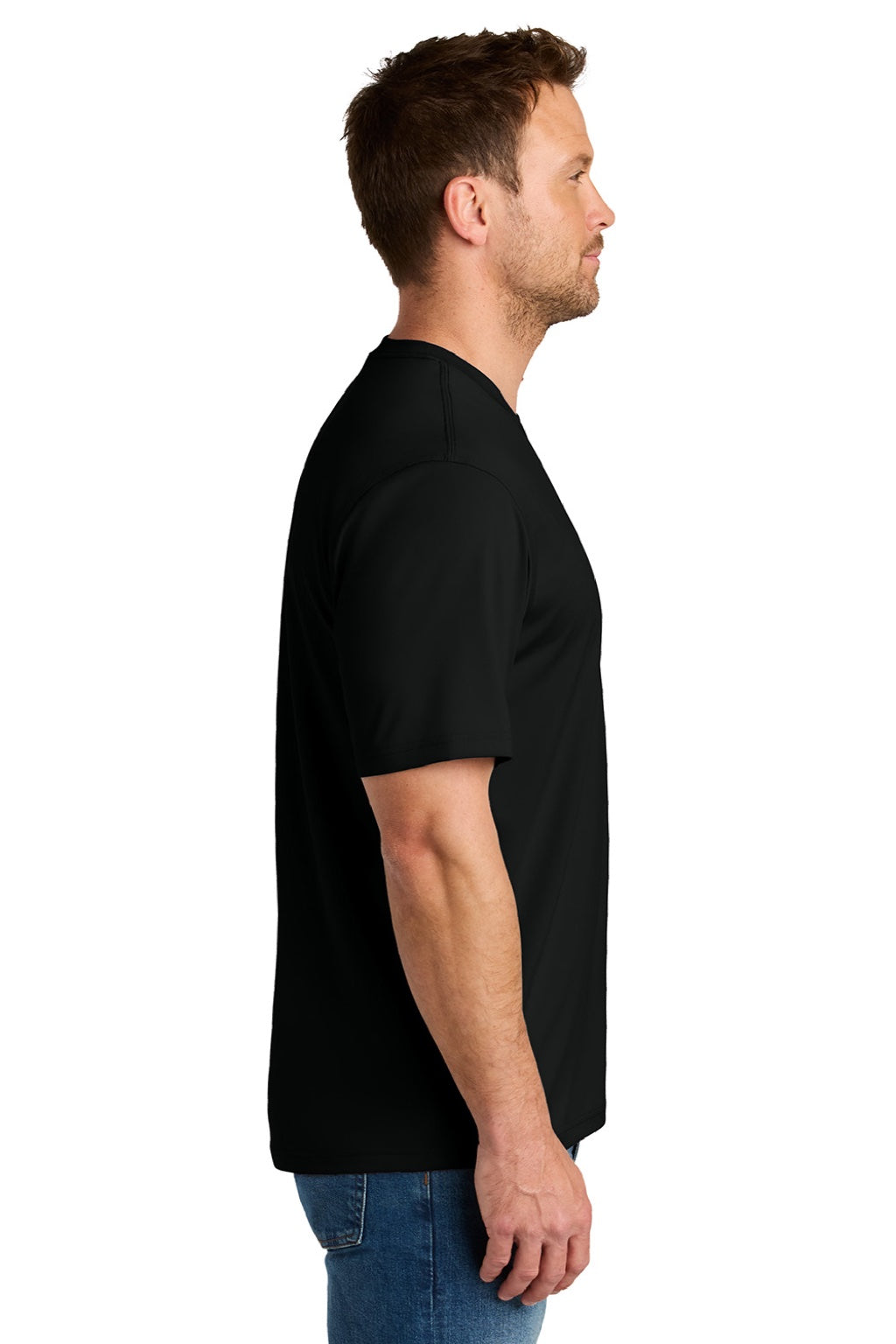 CornerStone CS440 Mens Workwear Pro Short Sleeve Crewneck T-Shirt Black Model Side