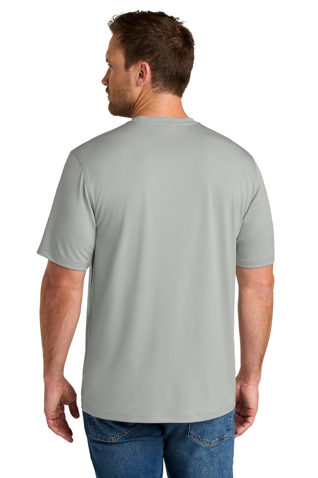 CornerStone CS440 Mens Workwear Pro Short Sleeve Crewneck T-Shirt Light Grey Model Back