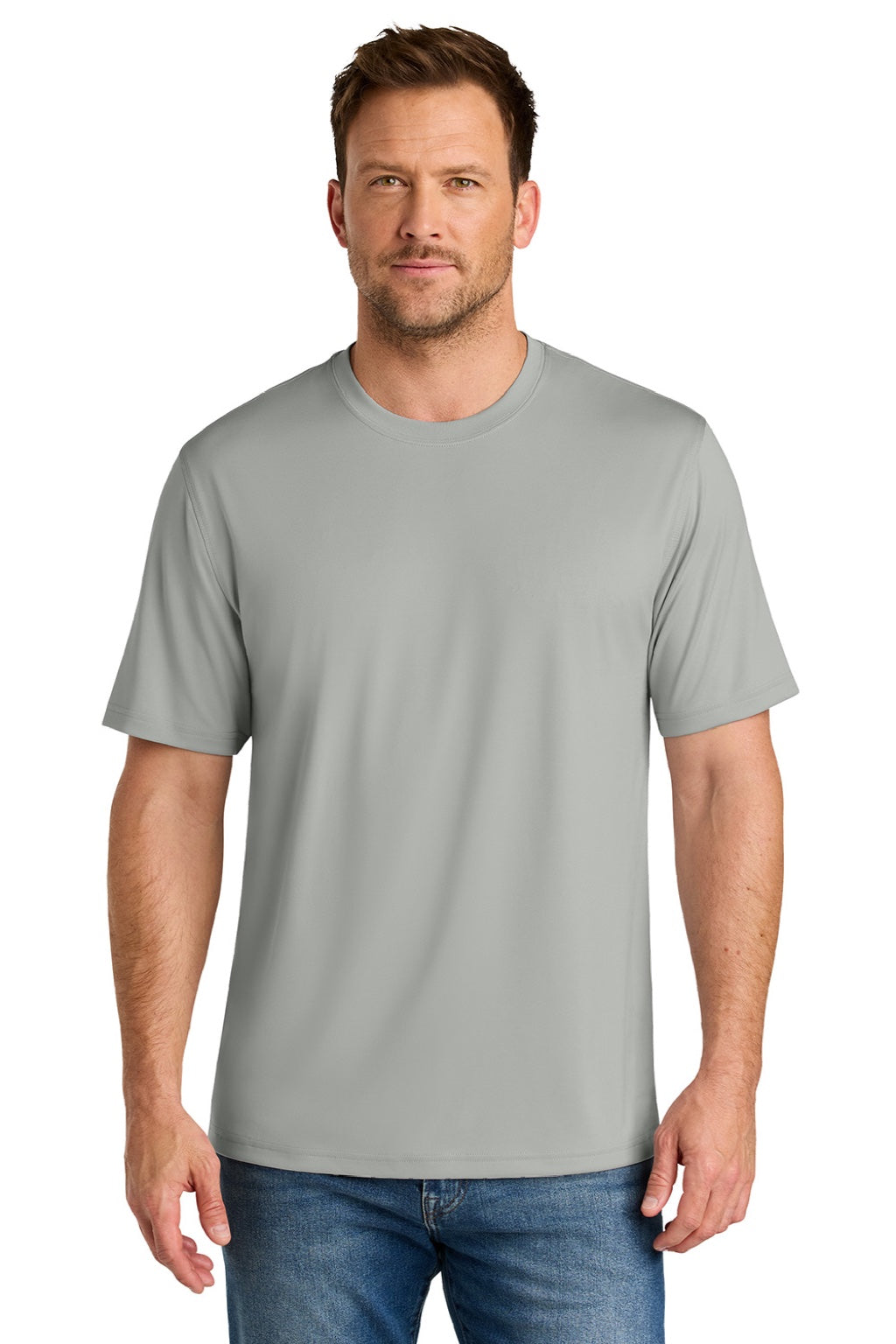 CornerStone CS440 Mens Workwear Pro Short Sleeve Crewneck T-Shirt Light Grey Model Front
