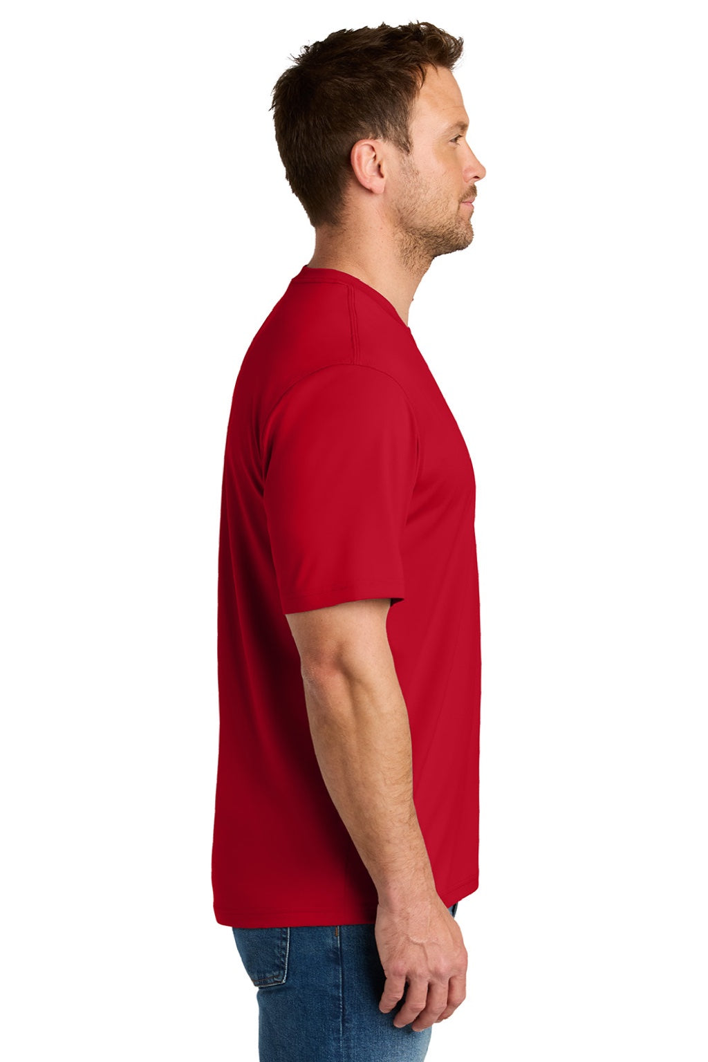 CornerStone CS440 Mens Workwear Pro Short Sleeve Crewneck T-Shirt Red Model Side