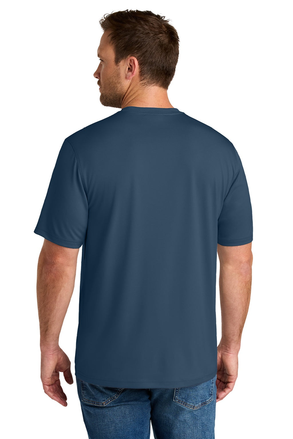CornerStone CS440 Mens Workwear Pro Short Sleeve Crewneck T-Shirt Regetta Blue Model Back