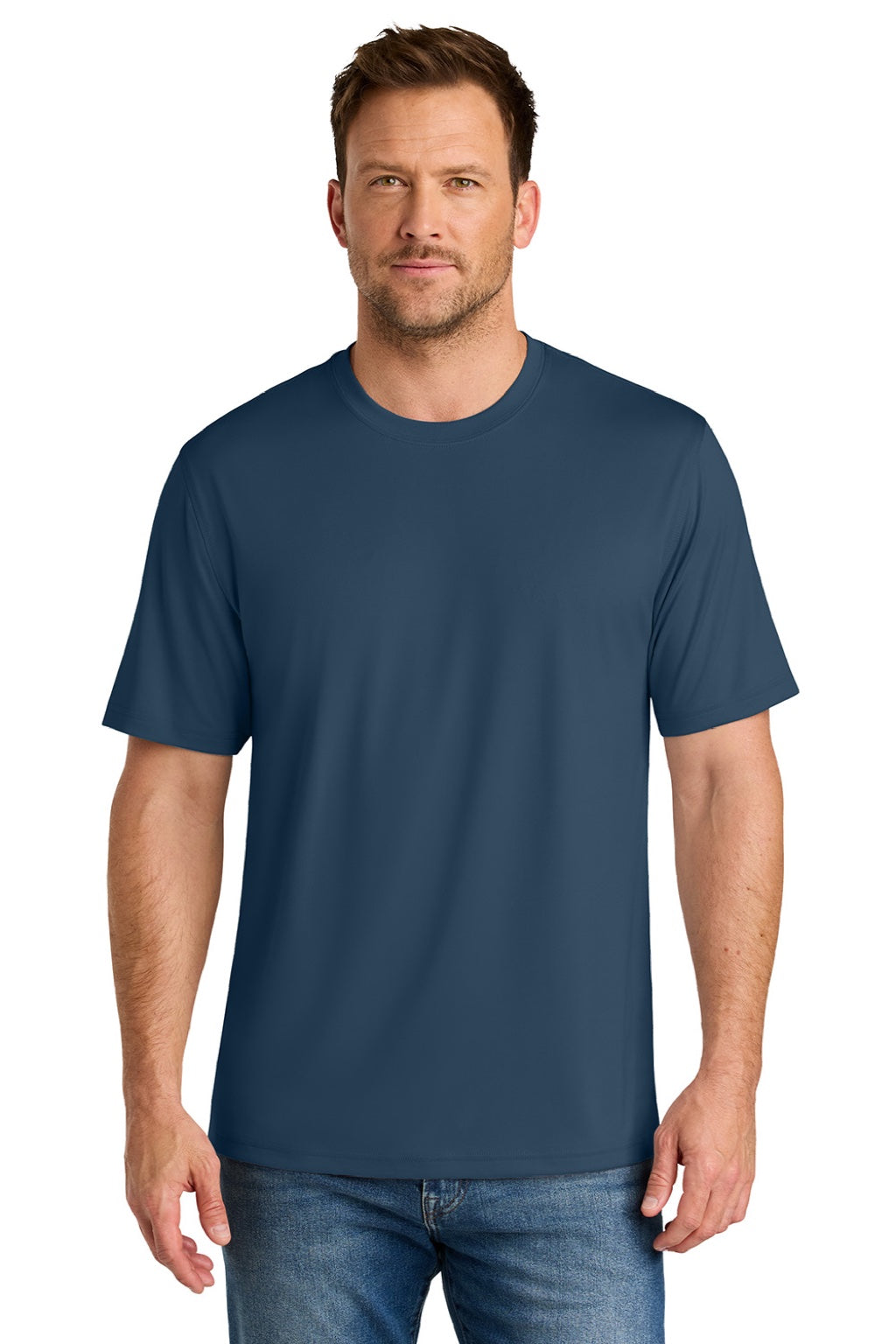 CornerStone CS440 Mens Workwear Pro Short Sleeve Crewneck T-Shirt Regetta Blue Model Front