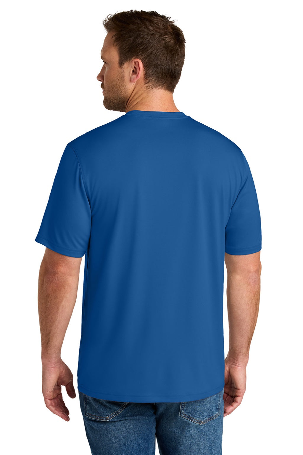 CornerStone CS440 Mens Workwear Pro Short Sleeve Crewneck T-Shirt Royal Blue Model Back