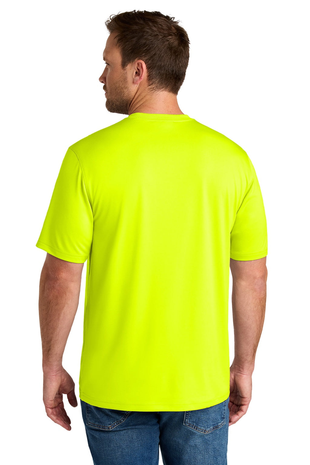 CornerStone CS440 Mens Workwear Pro Short Sleeve Crewneck T-Shirt Safety Yellow Model Back