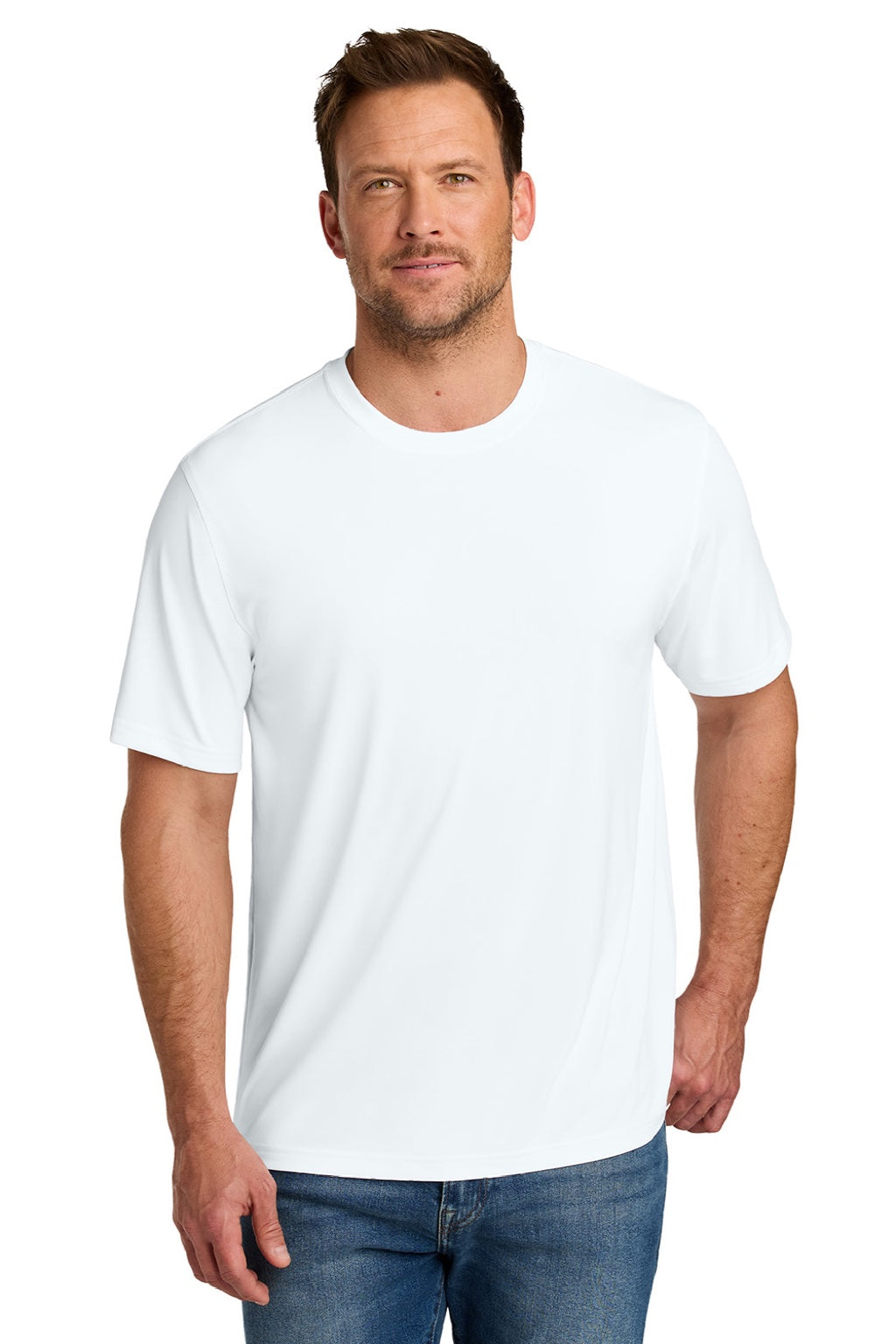 CornerStone CS440 Mens Workwear Pro Short Sleeve Crewneck T-Shirt White Model Front