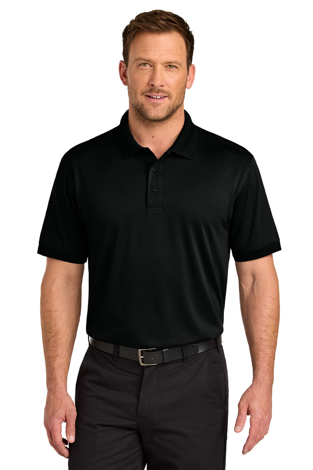 CornerStone CS450/TLCS450 Mens Workwear Pro Short Sleeve Polo Shirt Black Model Front