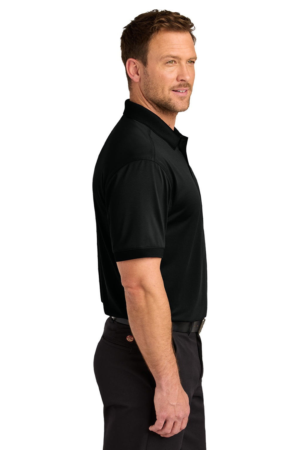 CornerStone CS450/TLCS450 Mens Workwear Pro Short Sleeve Polo Shirt Black Model Side