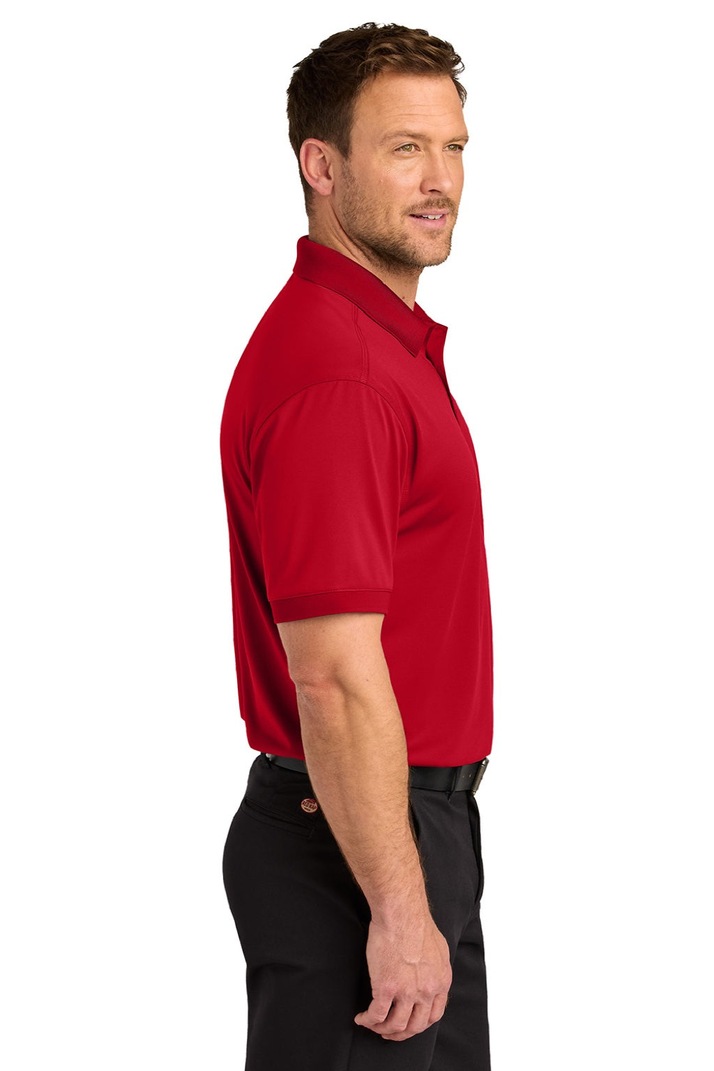 CornerStone CS450/TLCS450 Mens Workwear Pro Short Sleeve Polo Shirt Red Model Side