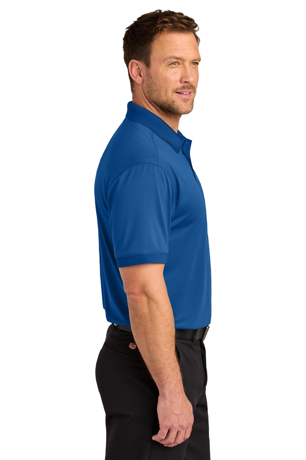 CornerStone CS450/TLCS450 Mens Workwear Pro Short Sleeve Polo Shirt Royal Blue Model Side