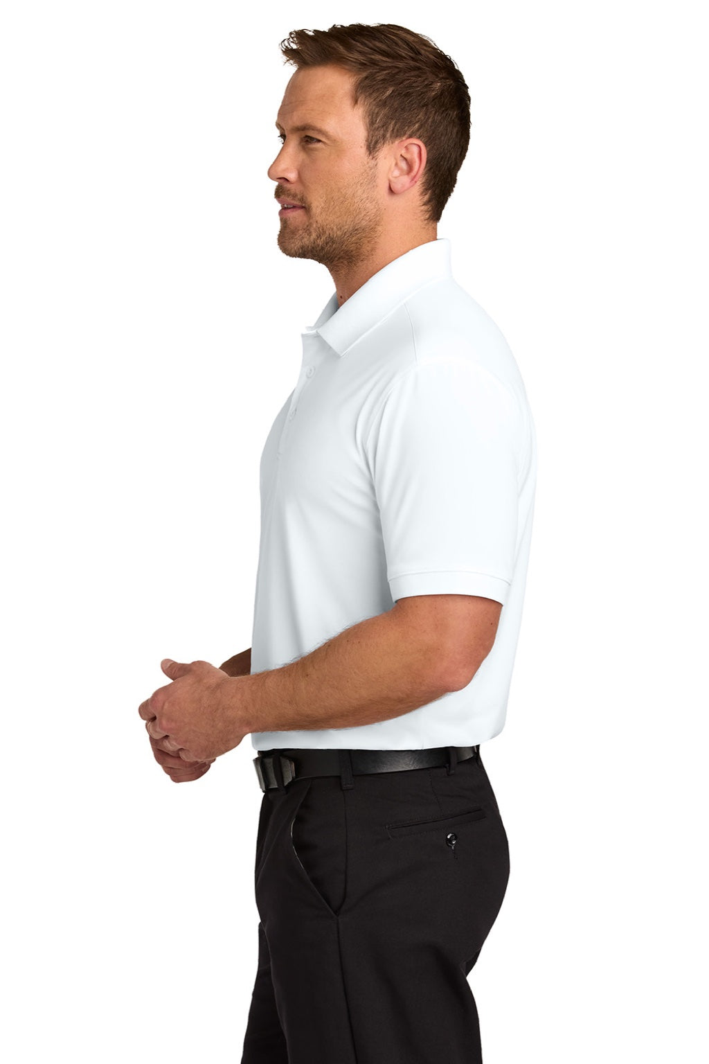 CornerStone CS450/TLCS450 Mens Workwear Pro Short Sleeve Polo Shirt White Model Side
