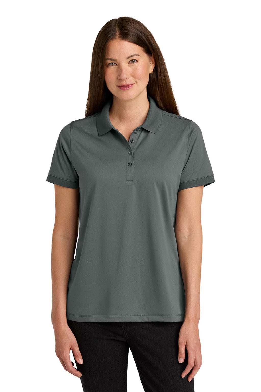 CornerStone CS451 Womens Workwear Pro Short Sleeve Polo Shirt Metal Grey Model Front