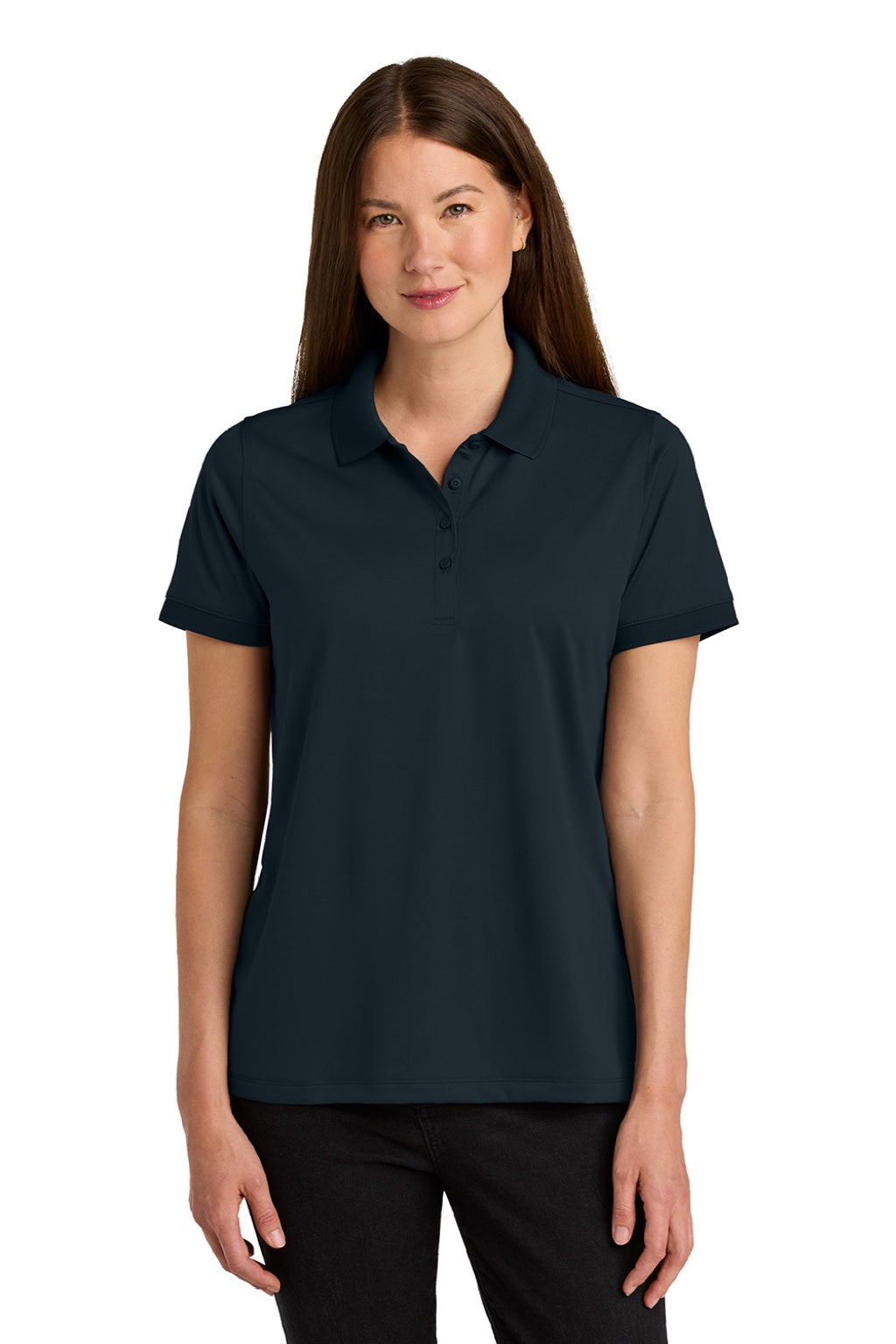 CornerStone CS451 Womens Workwear Pro Short Sleeve Polo Shirt Navy Blue Model Front