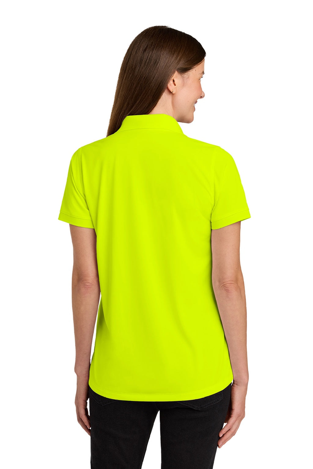 CornerStone CS451 Womens Workwear Pro Short Sleeve Polo Shirt Safety Yellow Model Back