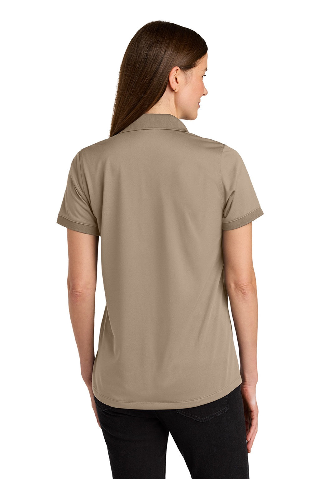 CornerStone CS451 Womens Workwear Pro Short Sleeve Polo Shirt Silver Tan Model Back