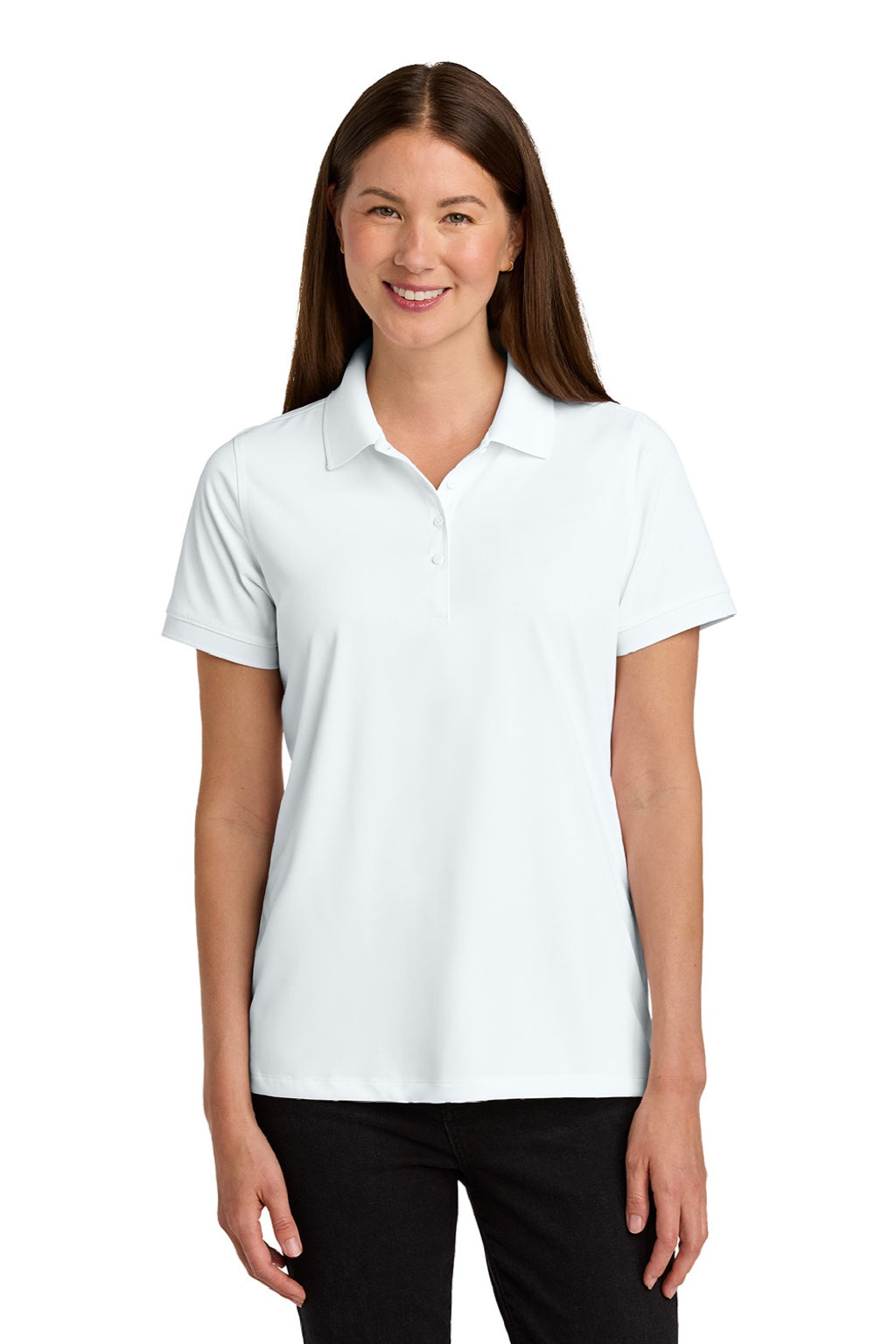 CornerStone CS451 Womens Workwear Pro Short Sleeve Polo Shirt White Model Front