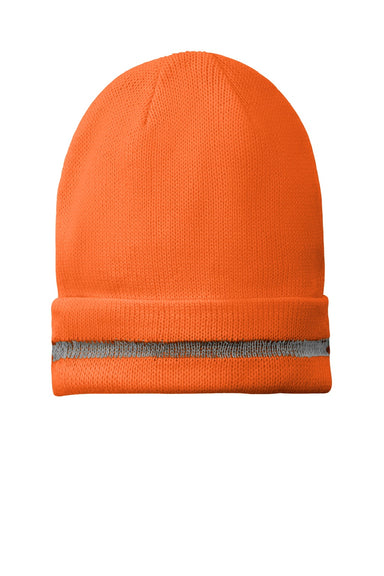 CornerStone Hats CS800 Unisex Enhanced Visibility Beanie Safety Orange Flat Front