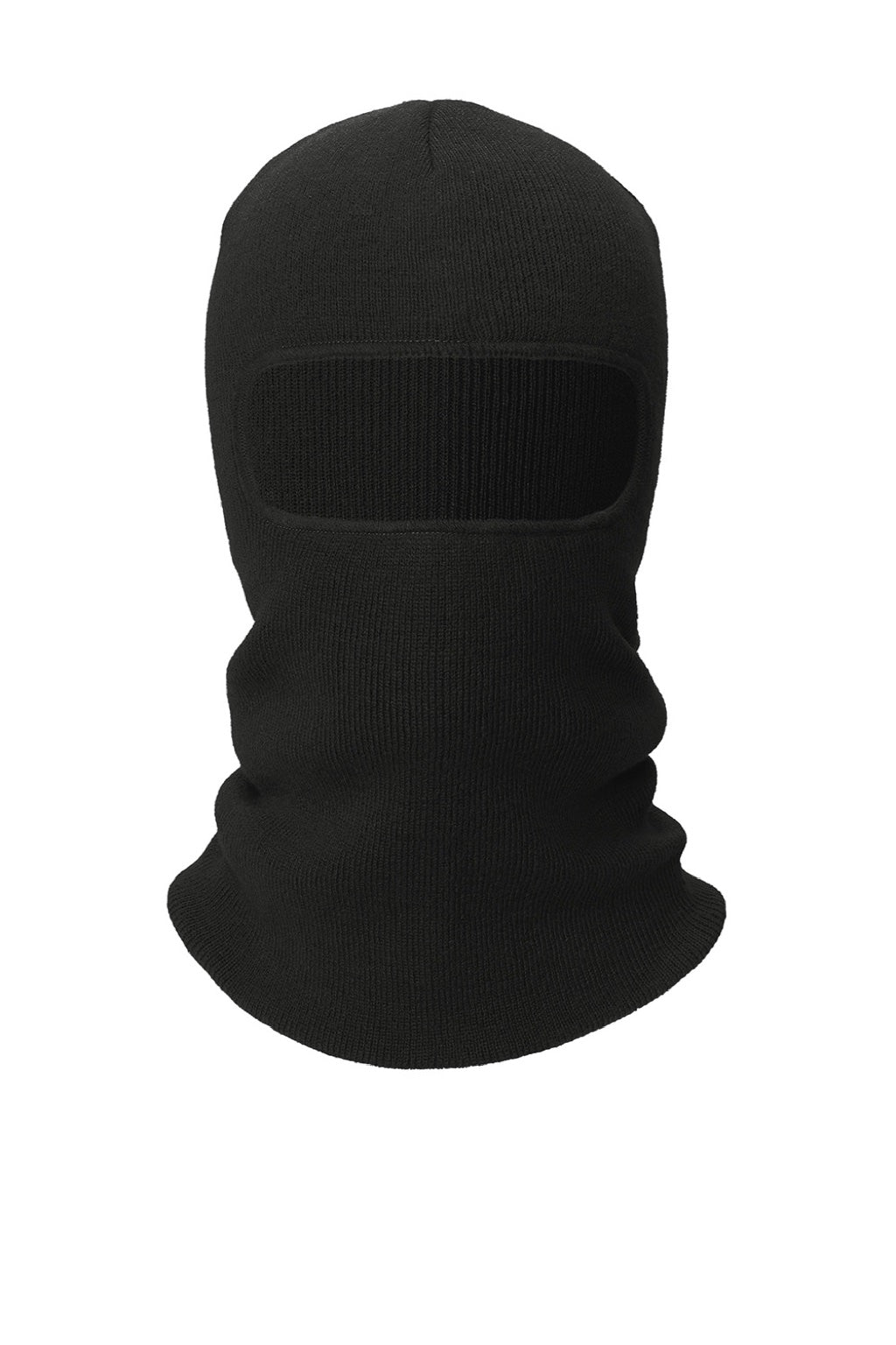 CornerStone CS805 Mens Rib Knit Face Mask Black Flat Front