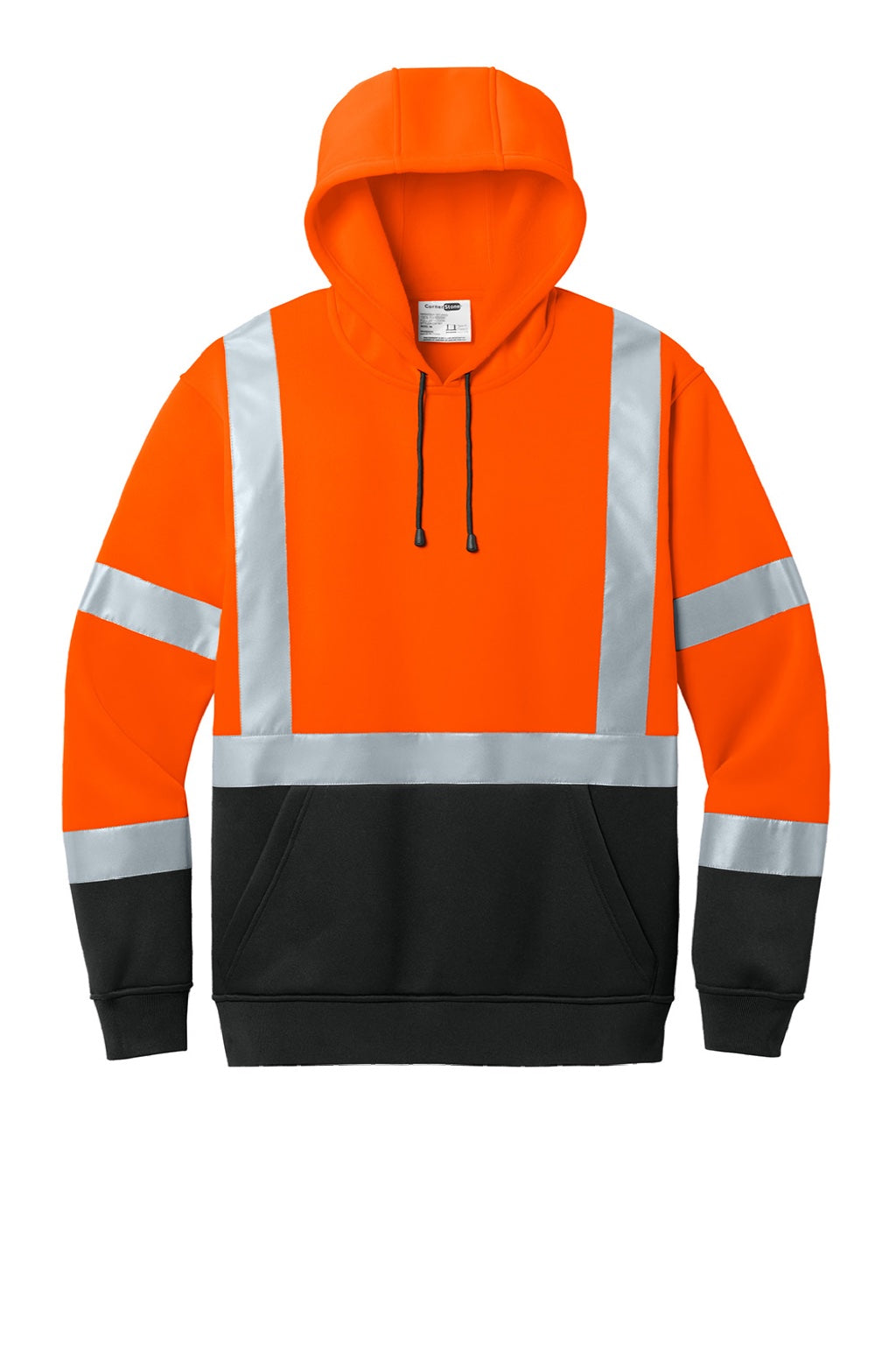 CornerStone CSF301 Mens ANSI 107 Class 3 Heavy Duty Fleece Hooded Sweatshirt Hoodie w/ Pouch Pocket Safety Orange Flat Front