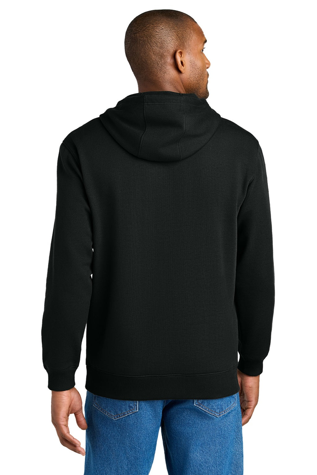 CornerStone CSF630 Mens Tough Fleece Hooded Sweatshirt Hoodie w/ Pouch Pocket Black Model Back