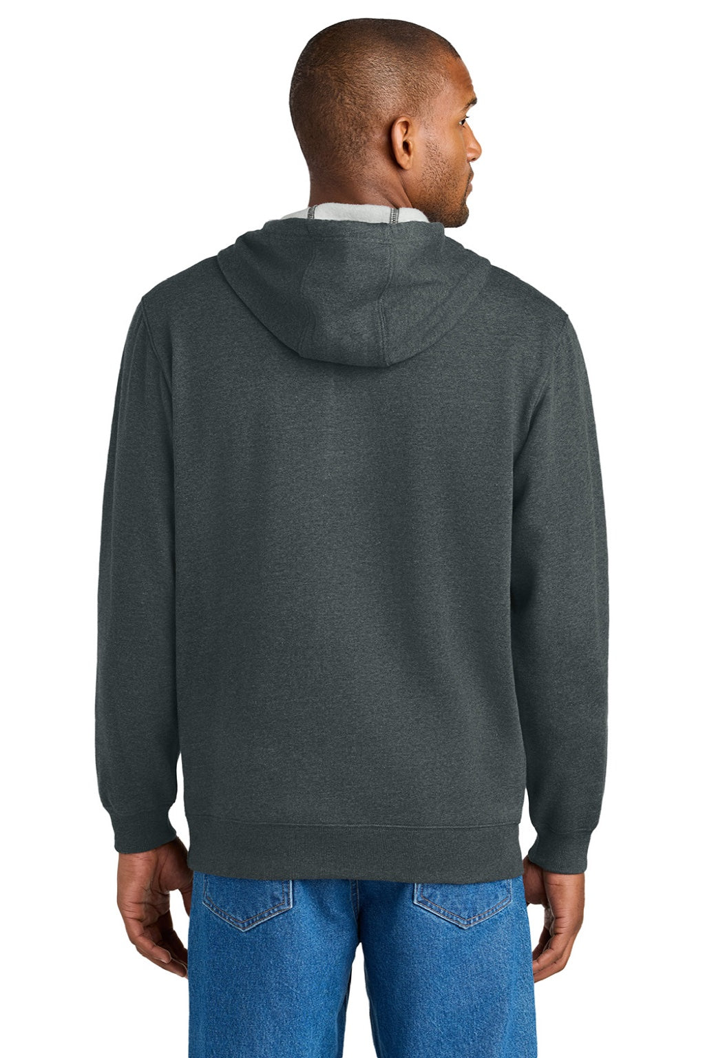 CornerStone CSF630 Mens Tough Fleece Hooded Sweatshirt Hoodie w/ Pouch Pocket Heather Charcoal Grey Model Back