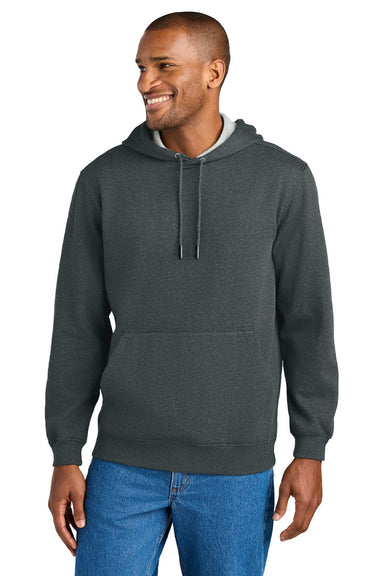 CornerStone CSF630 Mens Tough Fleece Hooded Sweatshirt Hoodie w/ Pouch Pocket Heather Charcoal Grey Model Front