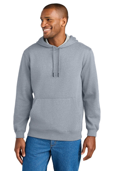 CornerStone CSF630 Mens Tough Fleece Hooded Sweatshirt Hoodie w/ Pouch Pocket Heather Grey Model Front