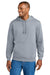 CornerStone CSF630 Mens Tough Fleece Hooded Sweatshirt Hoodie w/ Pouch Pocket Heather Grey Model Front
