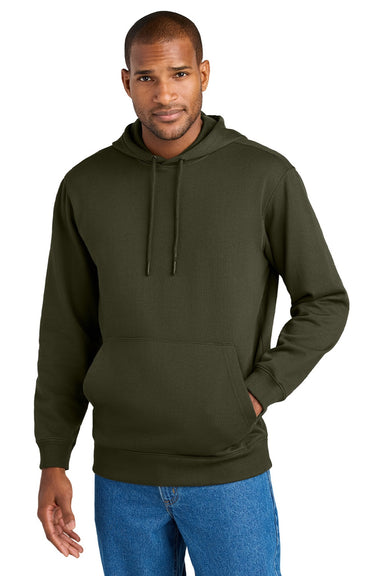 CornerStone CSF630 Mens Tough Fleece Hooded Sweatshirt Hoodie w/ Pouch Pocket Tundra Green Model Front