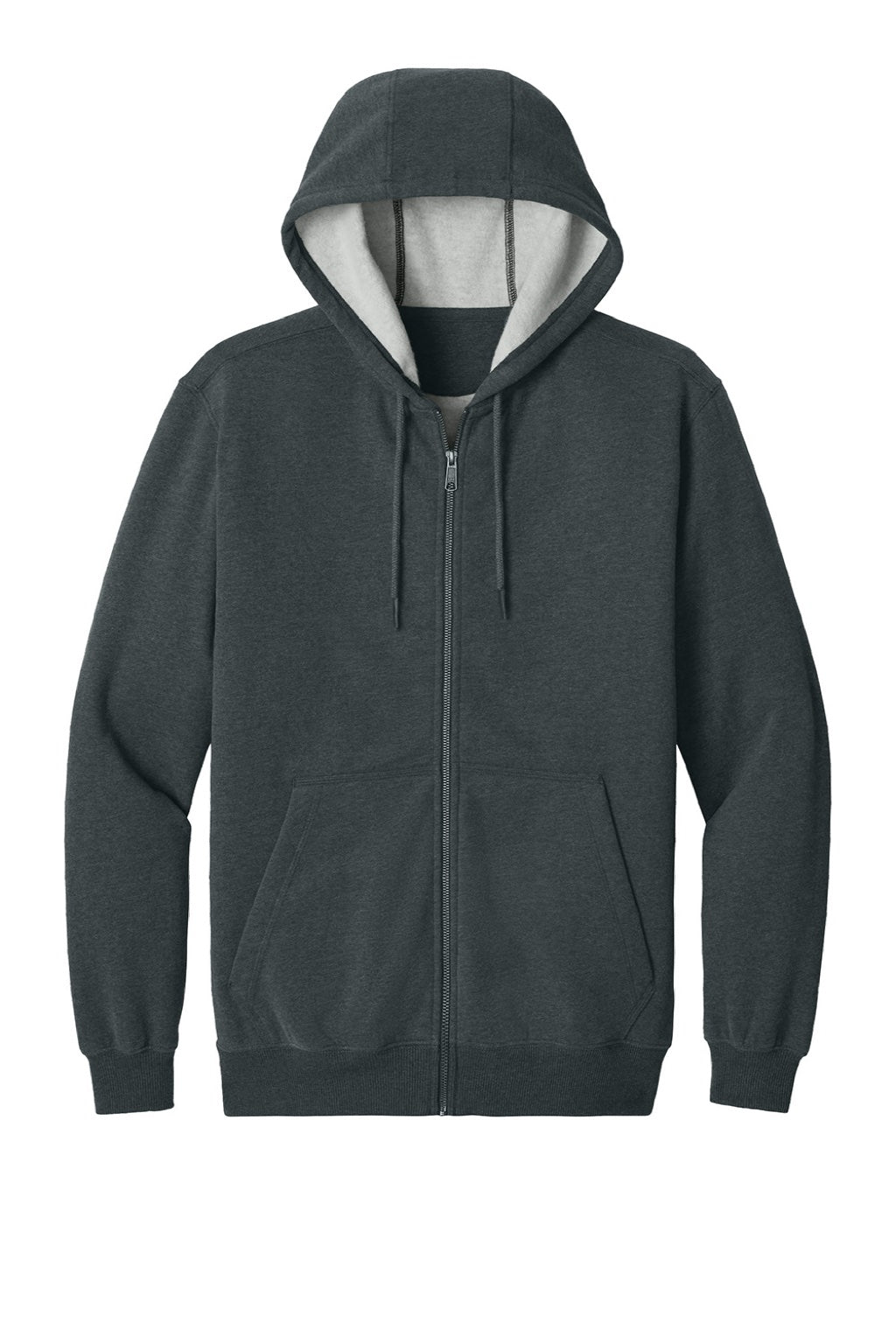 CornerStone CSF631 Mens Tough Fleece Full Zip Hooded Sweatshirt Hoodie w/ Pockets Heather Charcoal Grey Flat Front