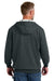 CornerStone CSF631 Mens Tough Fleece Full Zip Hooded Sweatshirt Hoodie w/ Pockets Heather Charcoal Grey Model Back