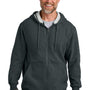CornerStone Mens Tough Fleece Full Zip Hooded Sweatshirt Hoodie w/ Pockets - Heather Charcoal Grey