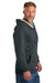 CornerStone CSF631 Mens Tough Fleece Full Zip Hooded Sweatshirt Hoodie w/ Pockets Heather Charcoal Grey Model Side