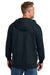 CornerStone CSF631 Mens Tough Fleece Full Zip Hooded Sweatshirt Hoodie w/ Pockets Navy Blue Model Back