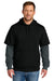 CornerStone CSF632 Mens Tough Fleece Layered Hooded Sweatshirt Hoodie Black/Heather Charcoal Grey Model Front