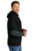 CornerStone CSF632 Mens Tough Fleece Layered Hooded Sweatshirt Hoodie Black/Heather Charcoal Grey Model Side