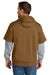 CornerStone CSF632 Mens Tough Fleece Layered Hooded Sweatshirt Hoodie Duck Brown/Heather Grey Model Back