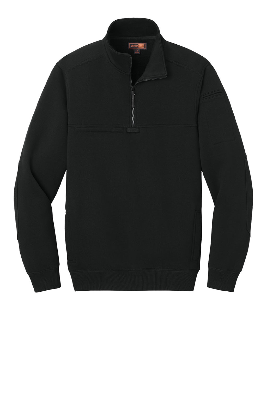 CornerStone CSF635 Mens Tough Fleece 1/4 Zip Sweatshirt Black Flat Front