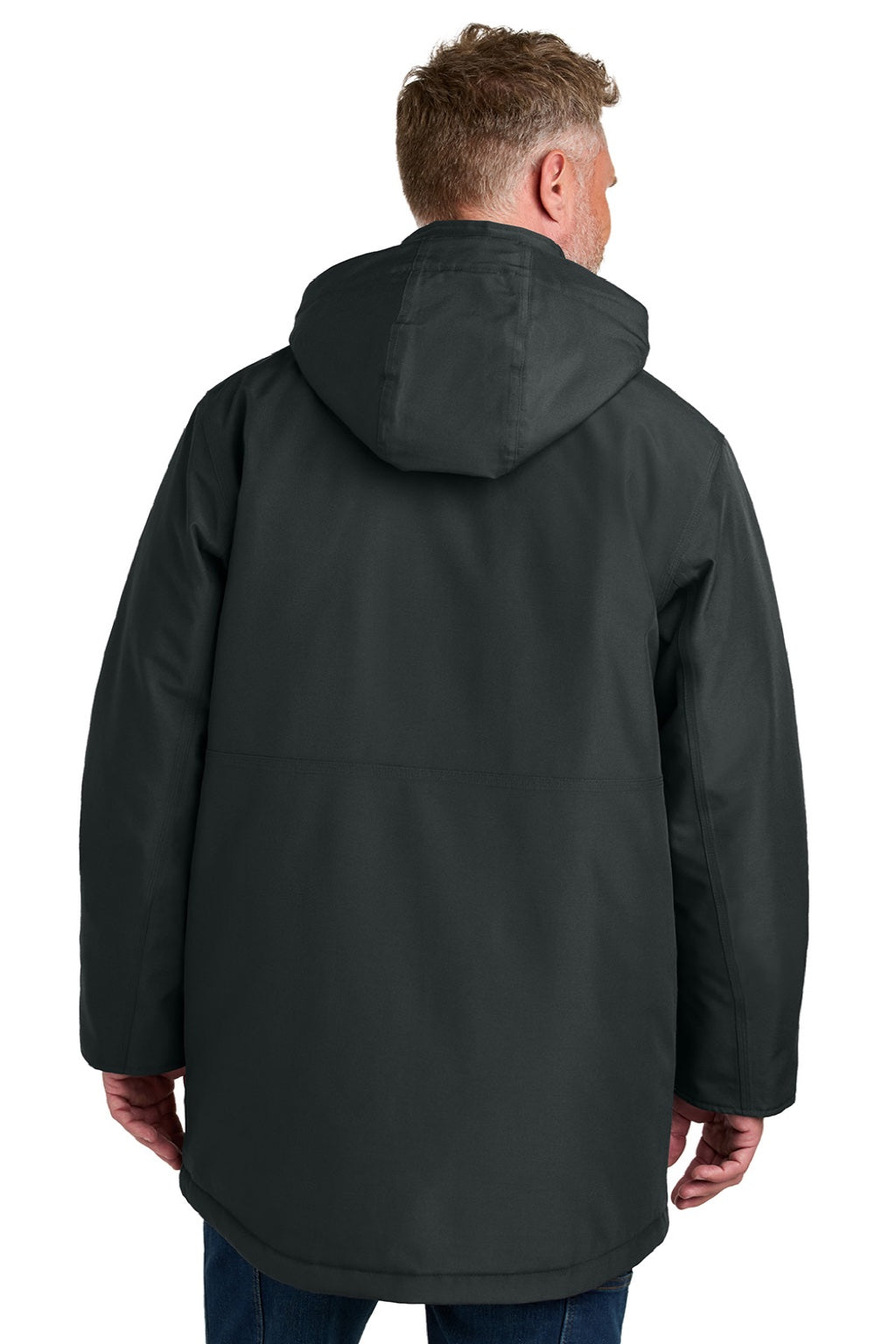 CornerStone CSJ10 Mens Elements Wind & Water Resistant Insulated Full Zip Hooded Parka Black Model Back