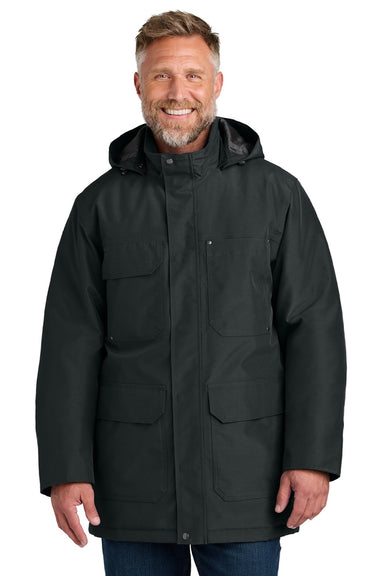 CornerStone CSJ10 Mens Elements Wind & Water Resistant Insulated Full Zip Hooded Parka Black Model Front