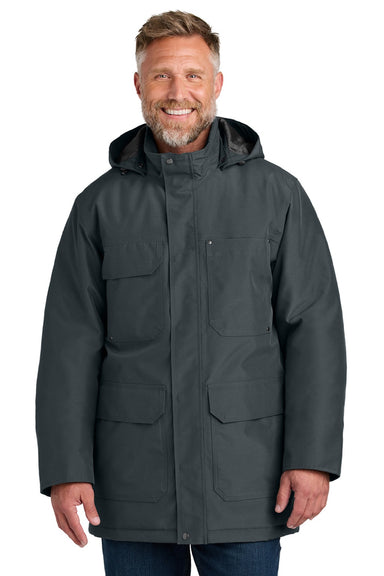 CornerStone CSJ10 Mens Elements Wind & Water Resistant Insulated Full Zip Hooded Parka Iron Grey Model Front