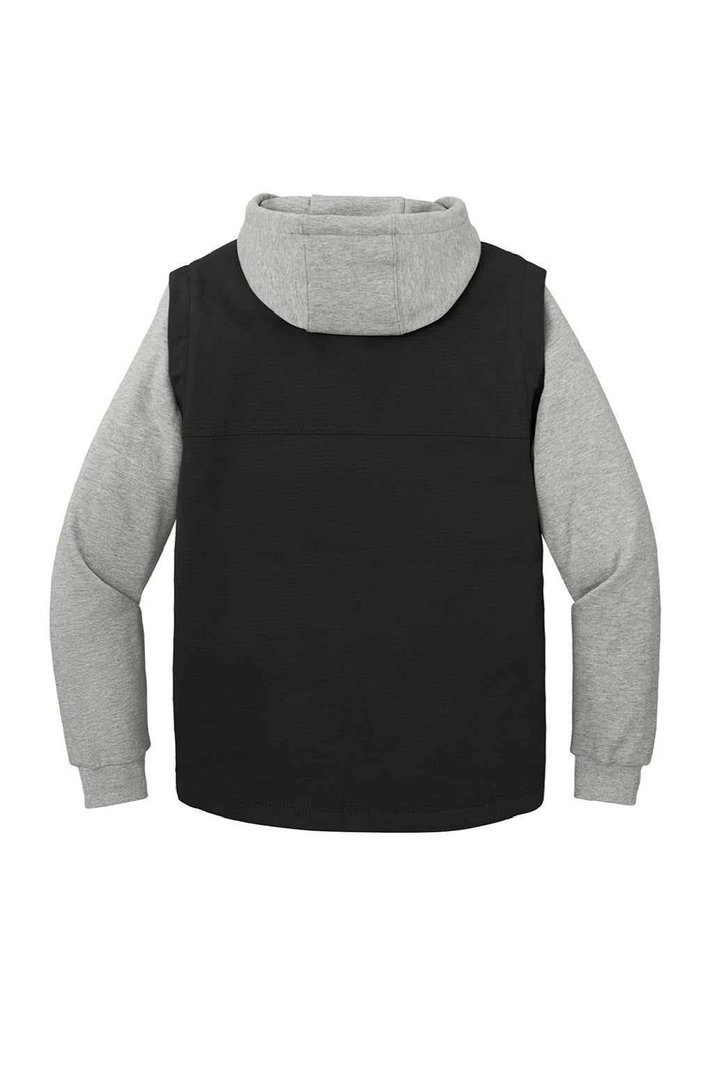 CornerStone CSJ42 Mens Duck Fleece Full Zip Hooded Jacket Black/Heather Grey Flat Back