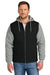 CornerStone CSJ42 Mens Duck Fleece Full Zip Hooded Jacket Black/Heather Grey Model Front
