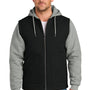 CornerStone Mens Duck Fleece Full Zip Hooded Jacket - Black/Heather Grey - COMING SOON