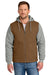 CornerStone CSJ42 Mens Duck Fleece Full Zip Hooded Jacket Duck Brown/Heather Grey Model Front
