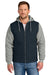 CornerStone CSJ42 Mens Duck Fleece Full Zip Hooded Jacket Navy Blue/Heather Grey Model Front