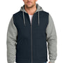 CornerStone Mens Duck Fleece Full Zip Hooded Jacket - Navy Blue/Heather Grey - COMING SOON
