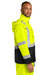 CornerStone CSJ504 Mens ANSI 107 Class 3 Full Zip Hooded Rain Jacket Safety Yellow/Black Model Side