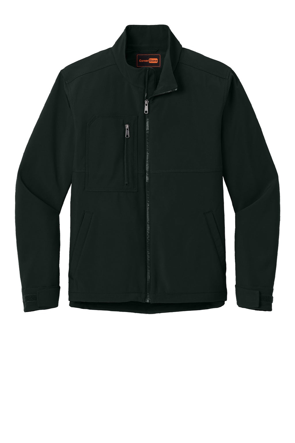 CornerStone CSJ70 Mens Workwear Water Resistant Soft Shell Full Zip Jacket Black Flat Front